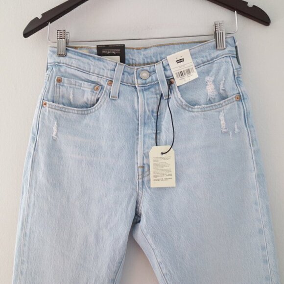 NWT Levis 501 Light Blue Wash High Rise Skinny Cropped Denim Jeans Size 26 - Picture 5 of 8